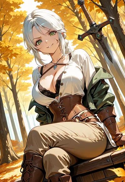 Ciri from The Witcher — AI-generated anime art