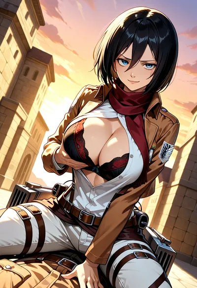 Mikasa Ackerman from Attack on Titan — AI-generated anime art